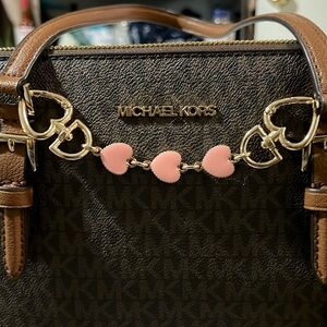 Pink heart bag charm & Key Chain. Gold tone with Pink Enamel. NWT.